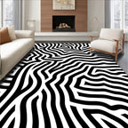 Bold Black White Abstract Lines Rug