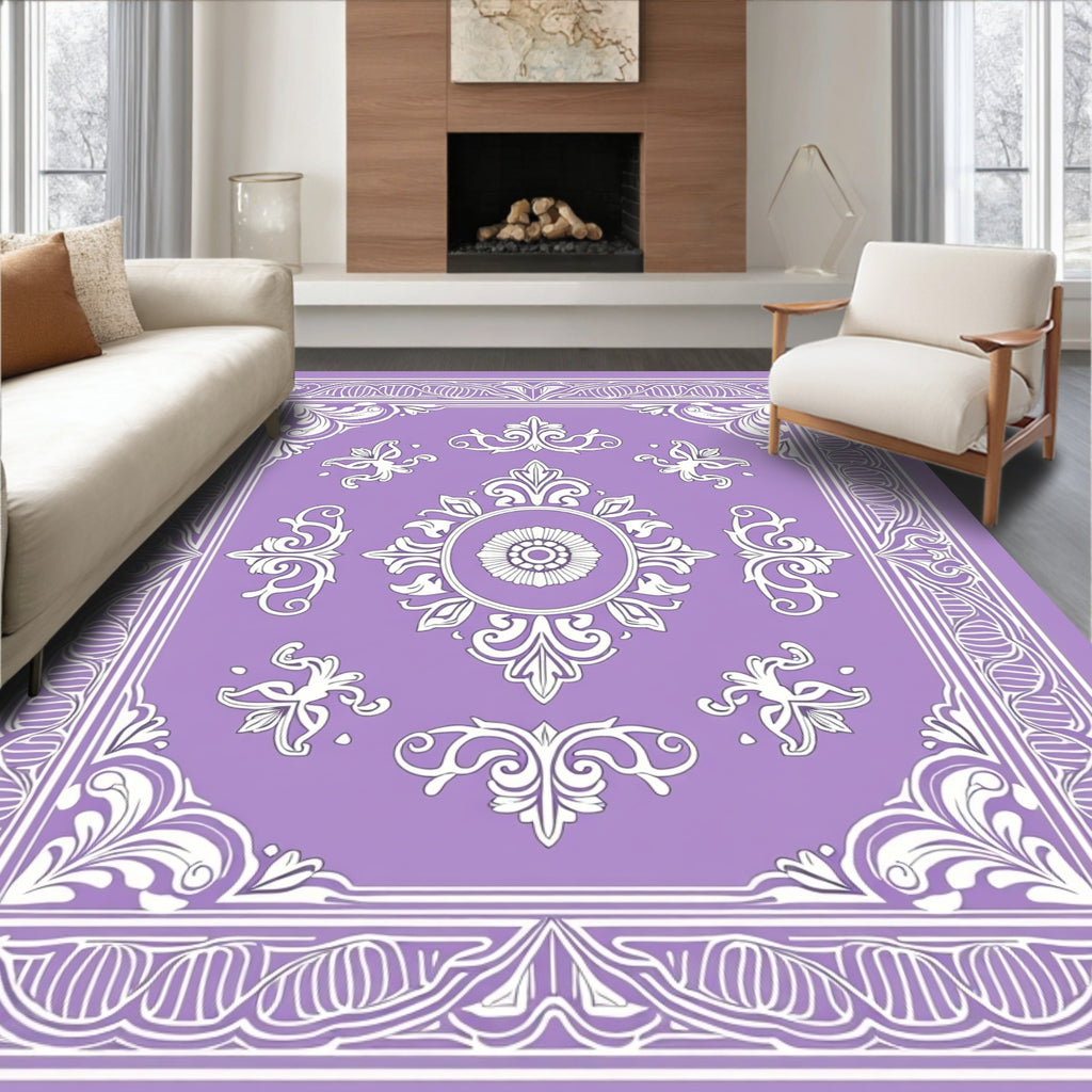 Ornate Floral Scrollwork Patterned Rug