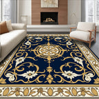 Ornate Golden Floral Medallion Rug
