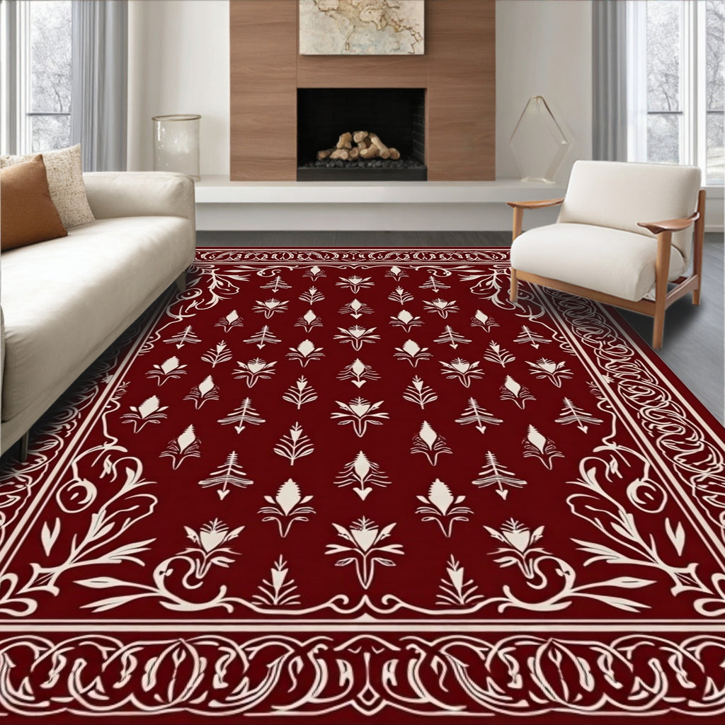 Ornate Floral Pattern with Detailed Border Rug