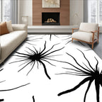 Abstract Starburst Black White Pattern Rug