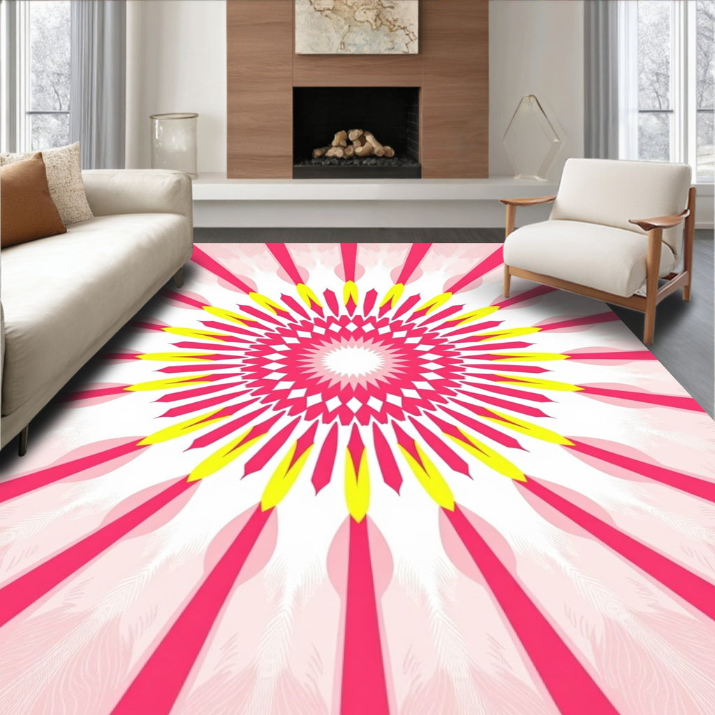Radiant Sunburst Intricate Mandala Design Rug
