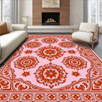 Coral Medallion Floral Pink Rug