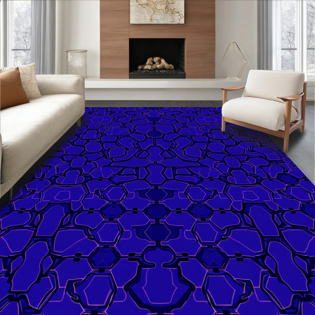 Hexagonal Overlay Abstract Pattern Rug