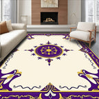 Purple Gold Floral Medallion Border Rug