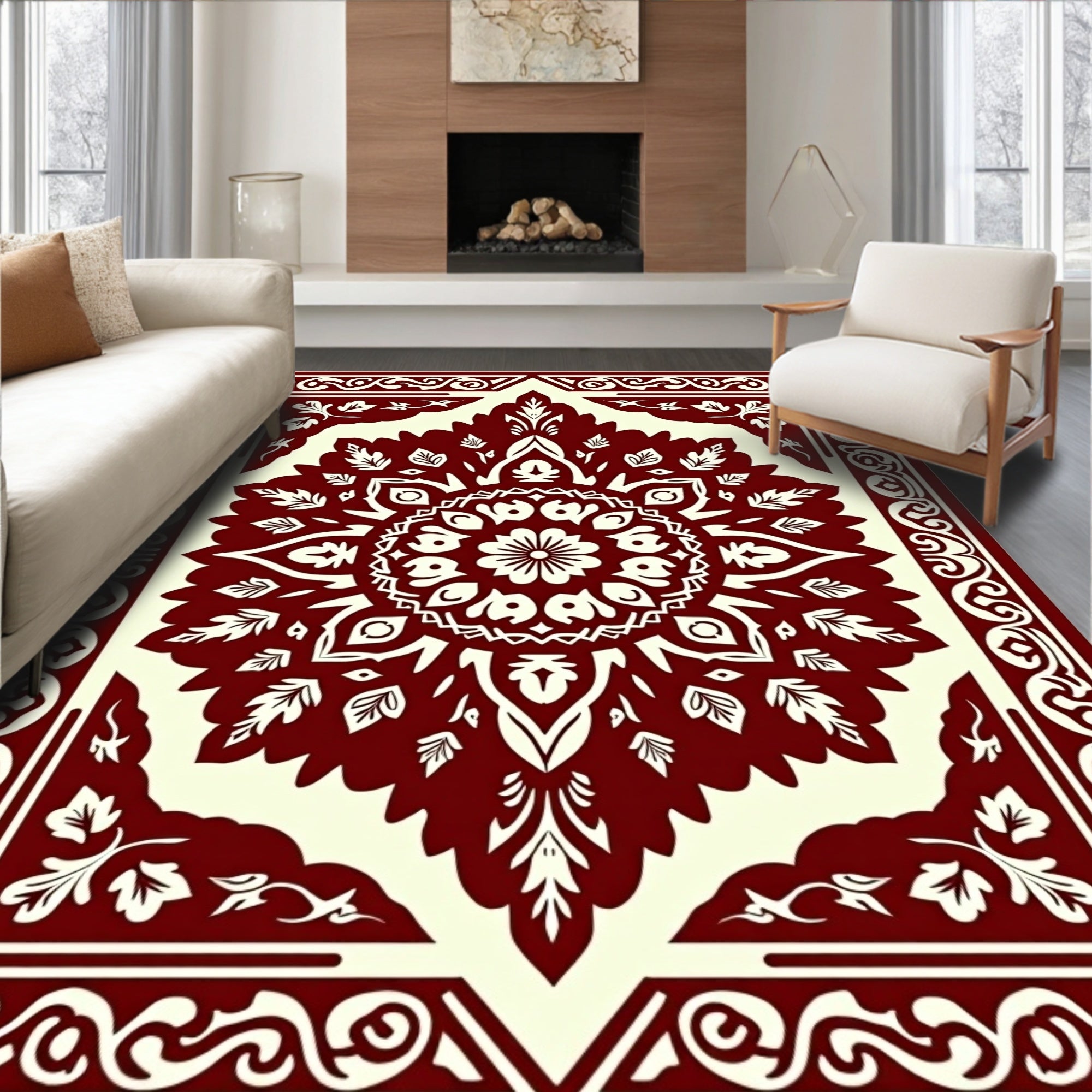 Elegant Floral Mandala Pattern Rug