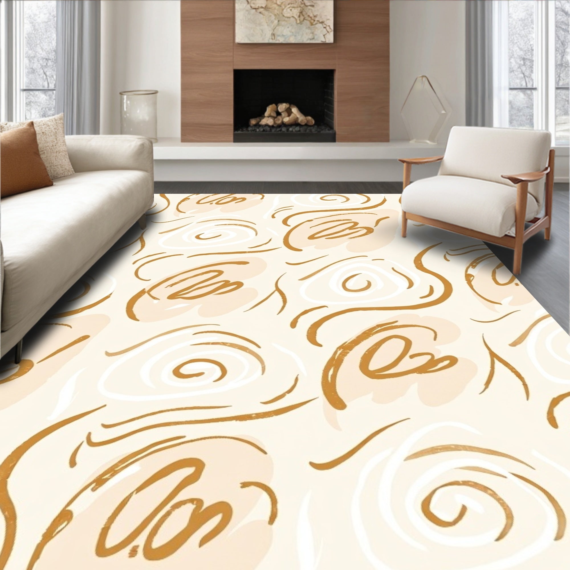 Abstract Swirls Strokes Pattern Rug