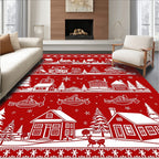 Winter Village Festive Scene Design Rug