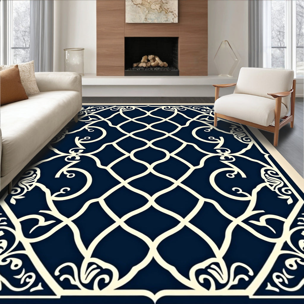 Ornate Lattice Floral Pattern Rug