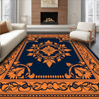 Ornate Floral Frame Art Rug