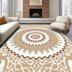 Mandala Floral Brown and White Design Rug
