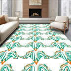 Modern Teal Orange Geometric Pattern Rug