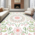 Floral Mandala Pattern with Vine Accents Rug
