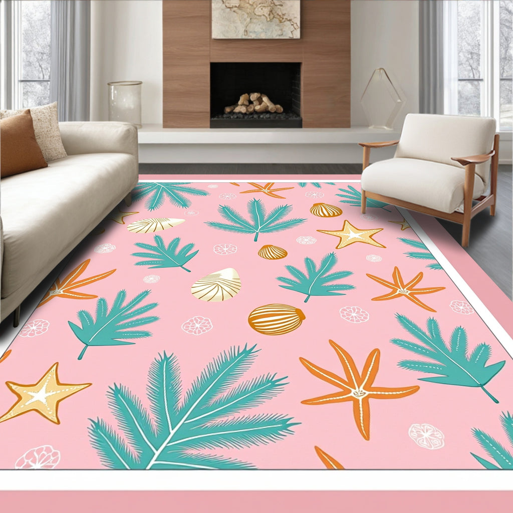 Tropical Seabed Leaf Starfish Pattern Rug