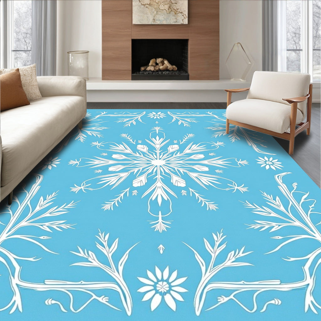 Arctic Blue Winter Bloom Medallion Rug