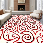 Red Swirl Abstract Pattern Rug