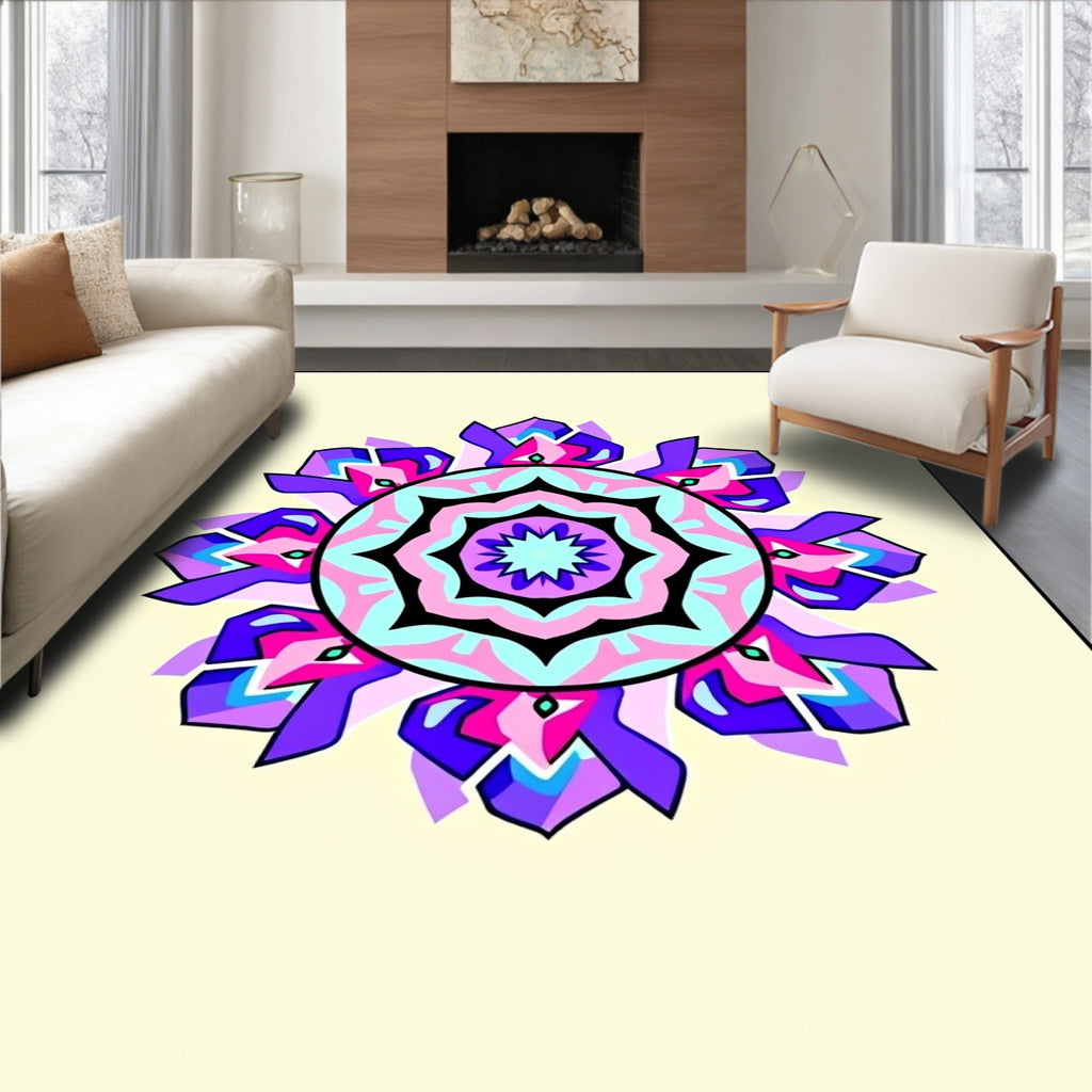 Vibrant Floral Mandala Pattern Rug