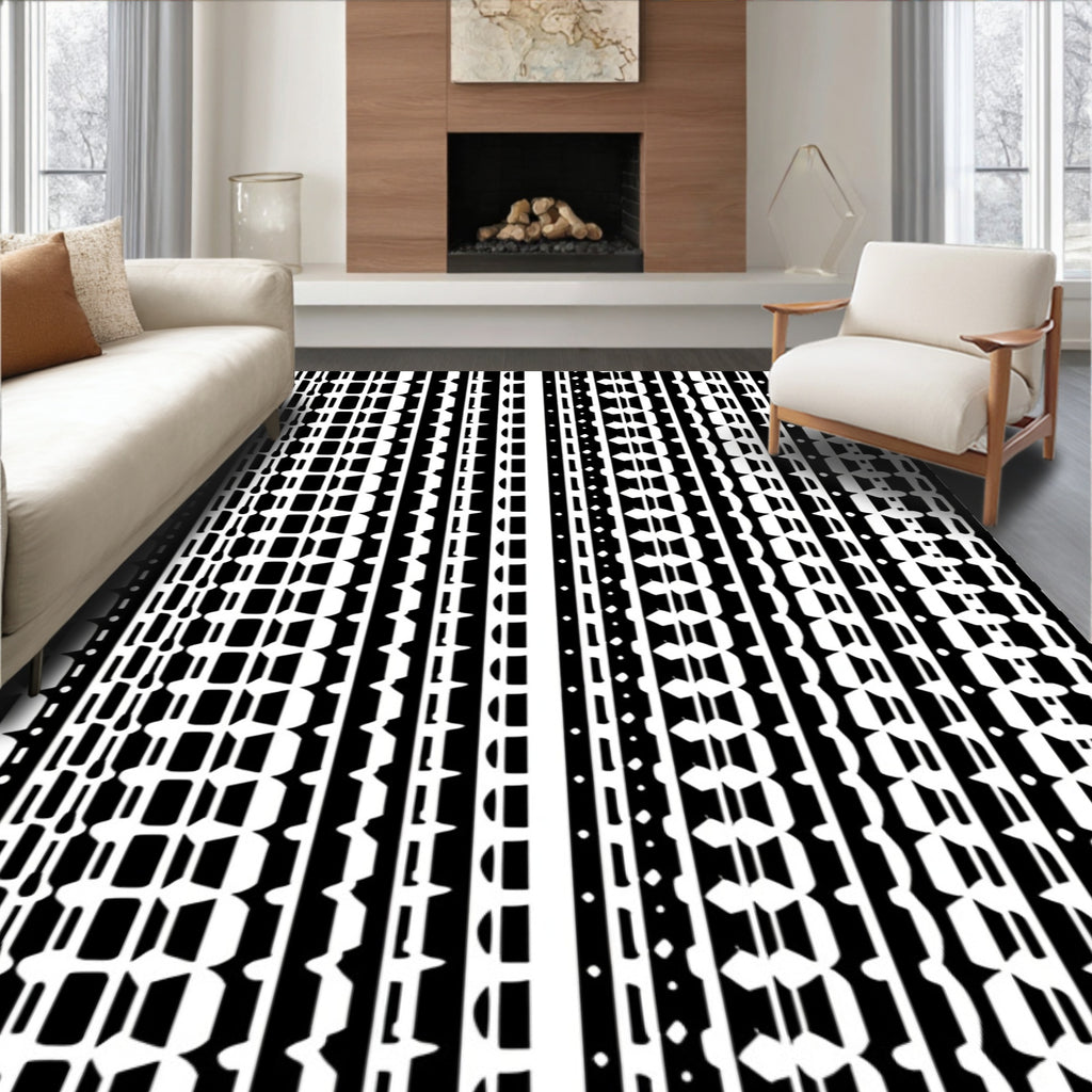 Monochromatic Geometric Patterned Design Rug