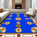 Whimsical Blue Floral Owl Rug