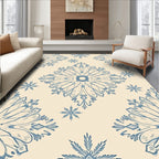 Intricate Blue Floral Mandala Pattern Rug