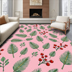 Pink Berry And Fern Botanical Rug