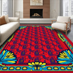 Vibrant Floral Red Stylized Pattern Rug