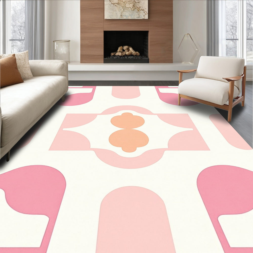 Pink Orange Geometric Mid Century Mod Rug