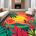 Tropical Sunset Leafy Jungle Design Rug