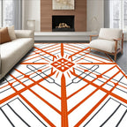 Bold Geometric Orange Line Design Rug