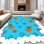 Whimsical Pumpkin And Flower Pattern Rug