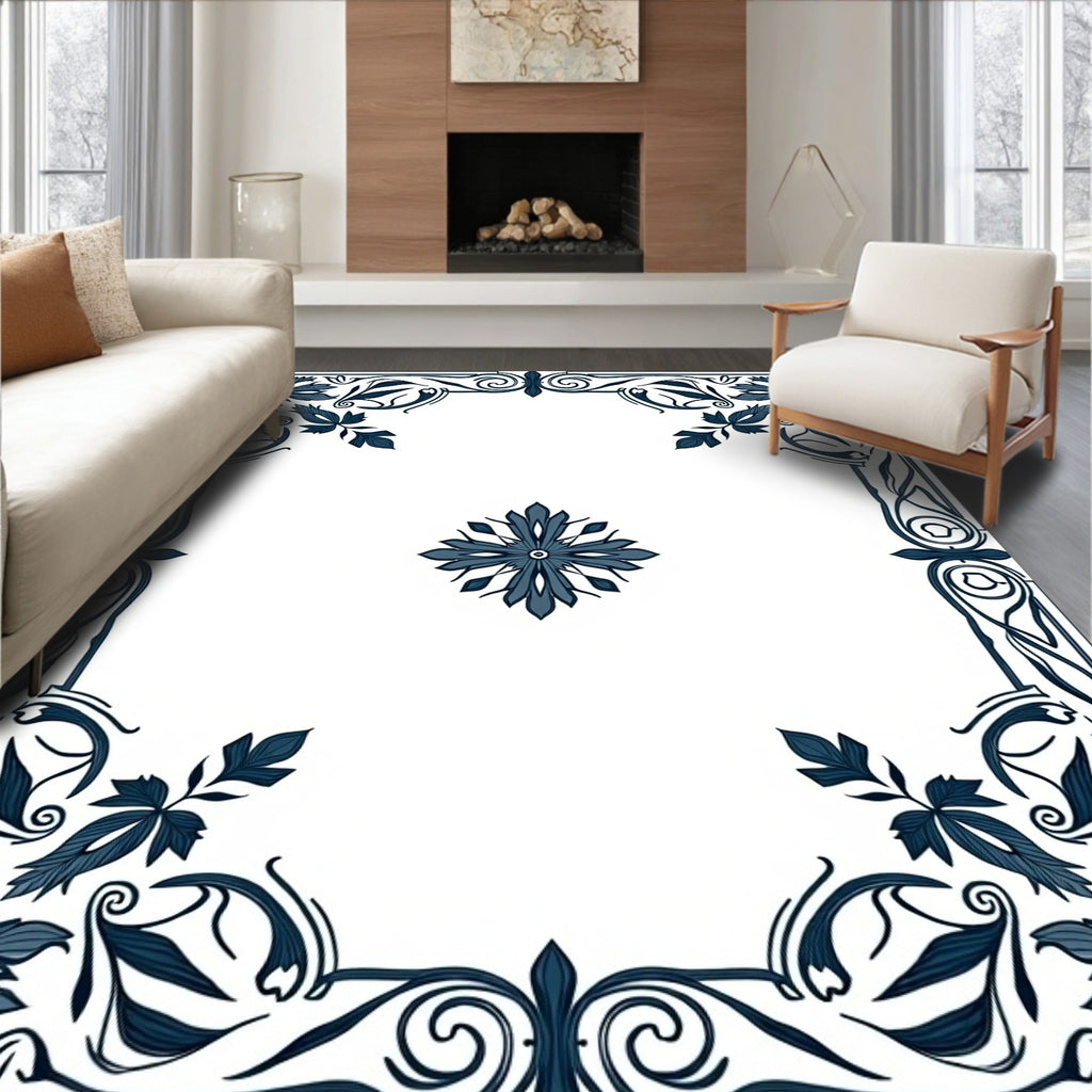 Art Nouveau Floral Border Design Rug