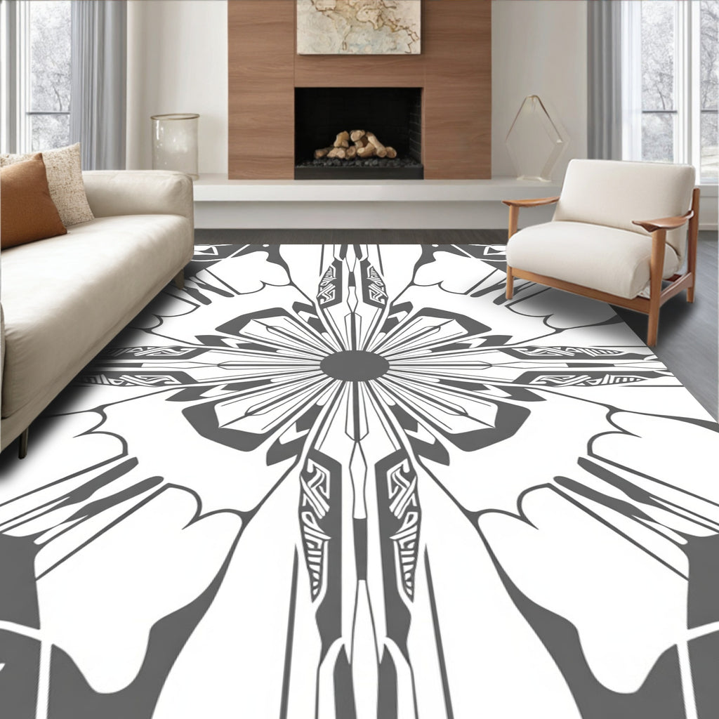 Art Deco Radial Sunburst Pattern Rug