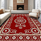 Ornate Floral Border Medallion Design Rug