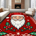 Jolly Santa Holly Patterned Rug