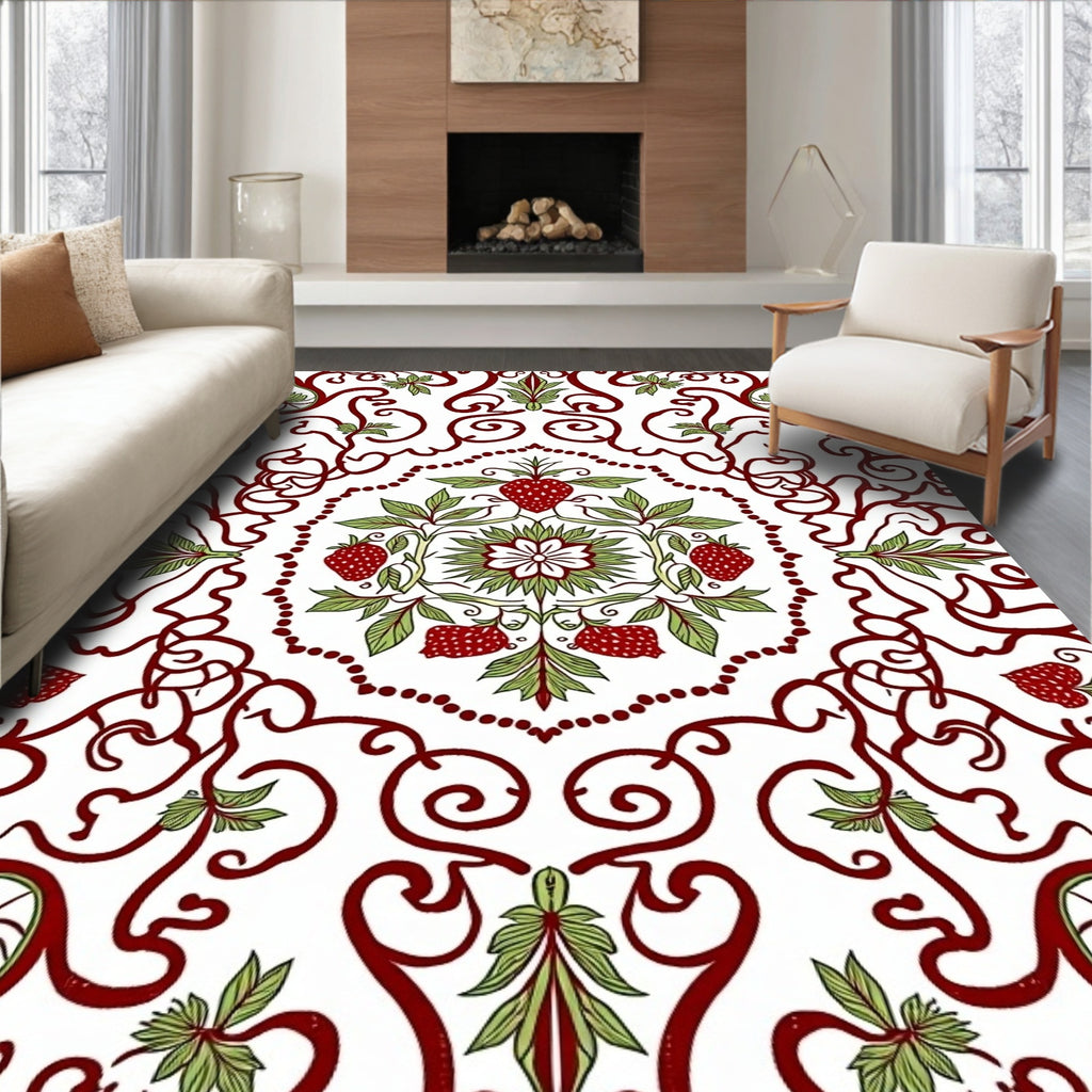 Vine and Strawberry Mandala Pattern Rug
