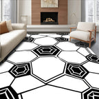 Black White Geometric Shape Pattern Rug