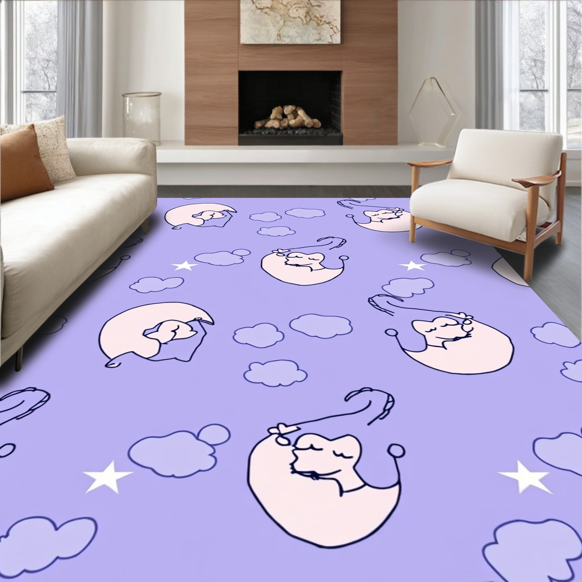 Dreamy Cloud Star Pattern Rug