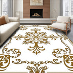 Golden Ornate Scrollwork Pattern Rug