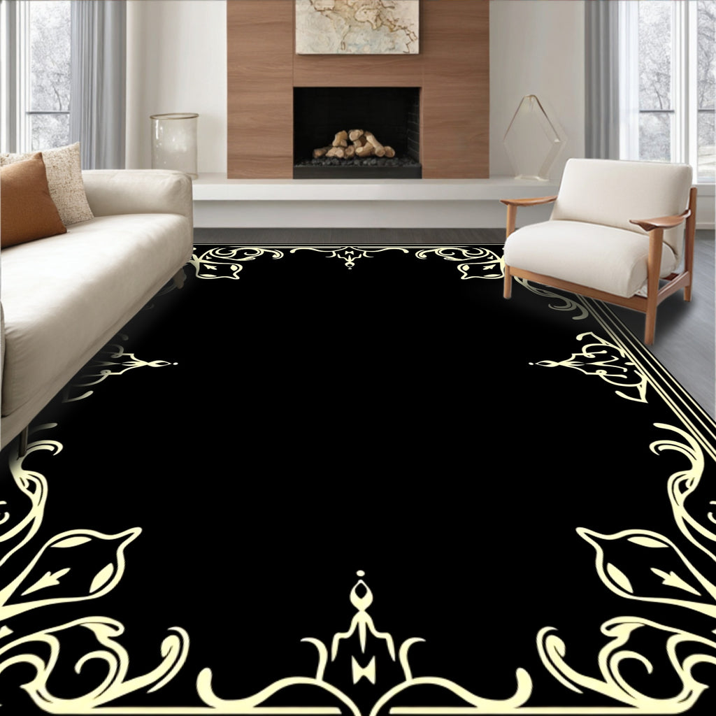 Ornate Scrollwork Elegance Frame Rug