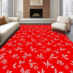 Red White Foliage Pattern Rug