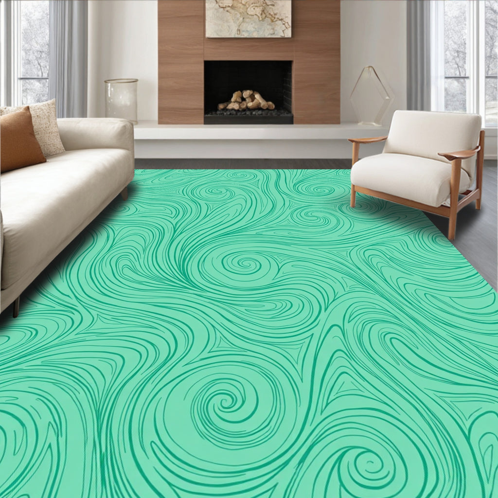 Aqua Swirls Pattern Design Rug