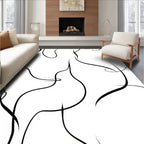 Continuous Black Line Abstract Pattern Rug