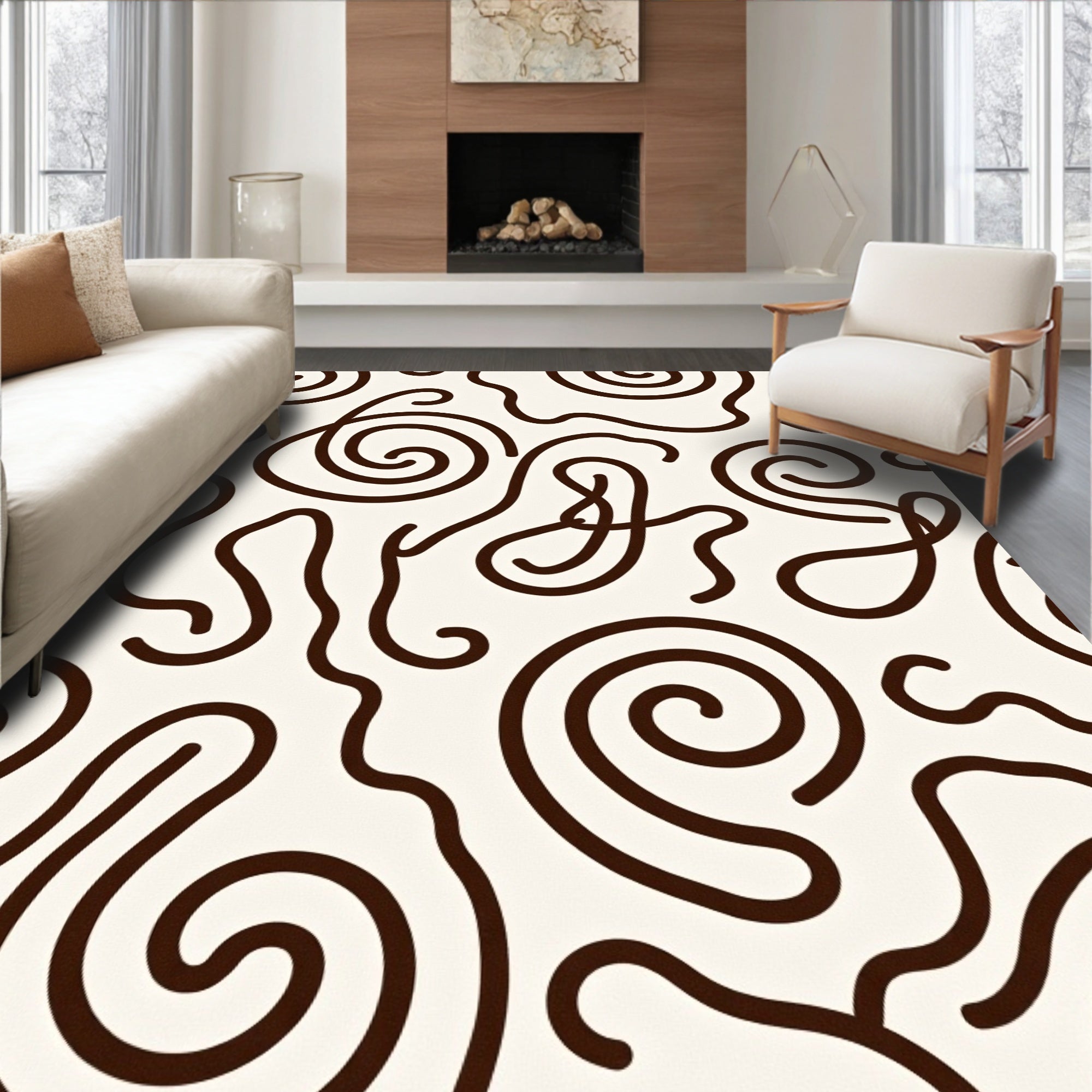 Organic Swirl Pattern Delightful Design Rug