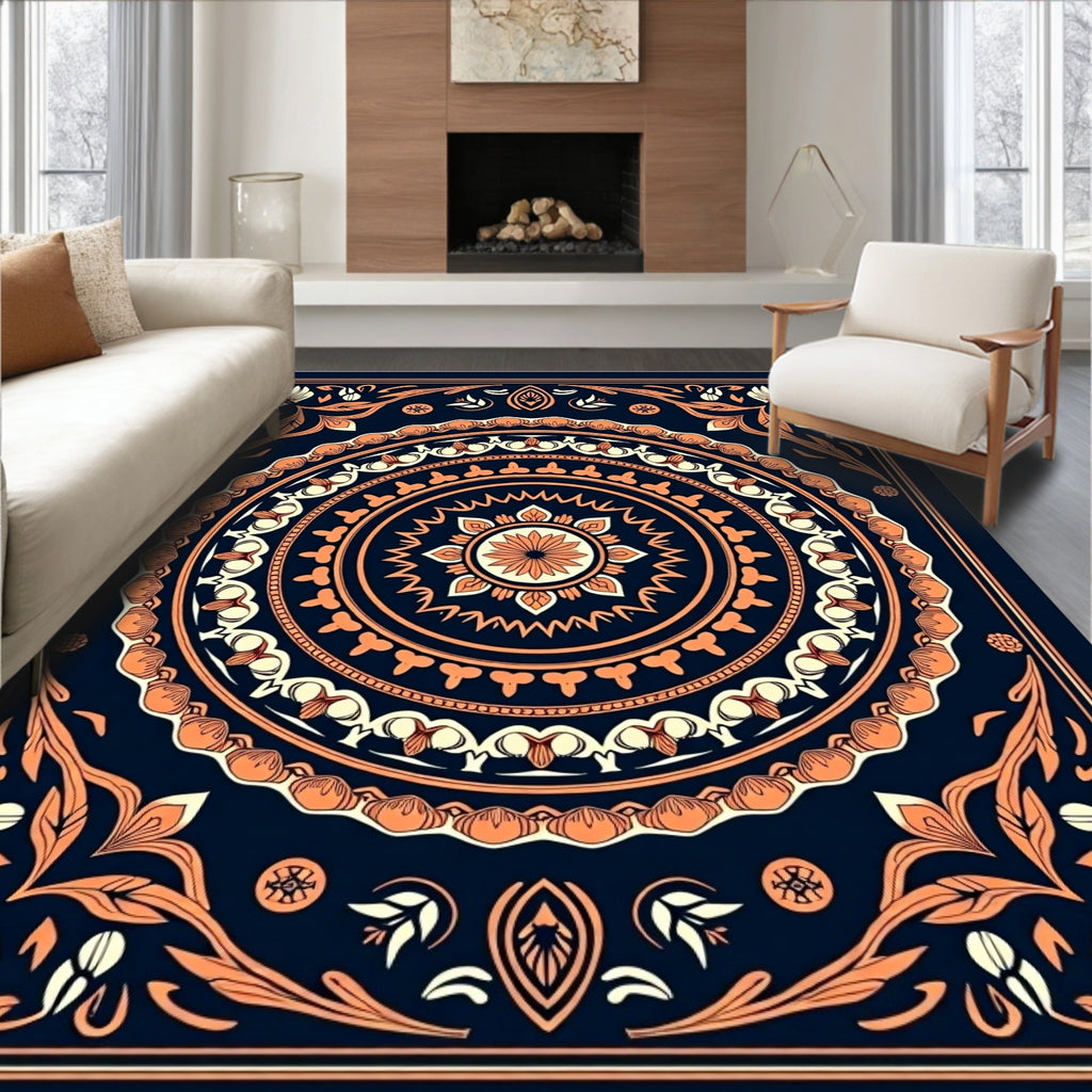 Ornate Floral Mandala Pattern Rug