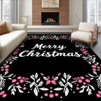 Festive Floral Berry Border Design Rug