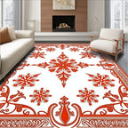 Vintage Floral Medallion Red Pattern Rug