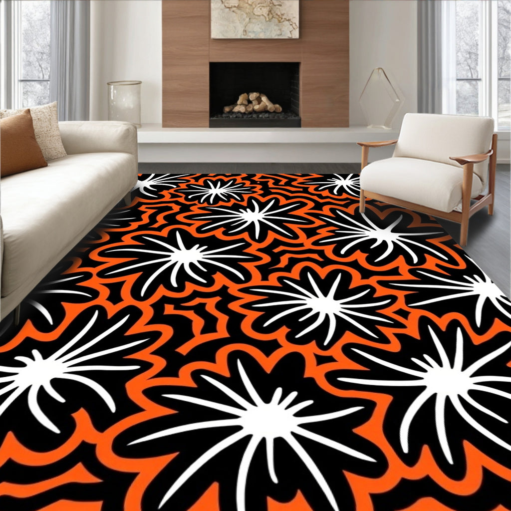 Bold Starburst Floral Pattern Rug