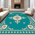 Ornate Teal Floral Medallion Rug