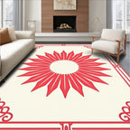 Red Sunburst Decorative Pattern Rug