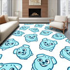 Cute Blue Dog Face Pattern Rug